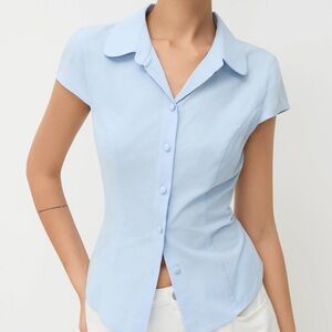 Cider Light Blue Short Sleeve Button-Down Shirt